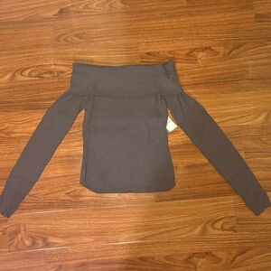 Ardene Off-the-Shoulder Ribbed Sweater Top - Brown